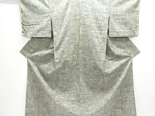 JAPANESE KIMONO / HITOE NISHIJIN OMESHI / WOVEN ABSTRACT FLOWER